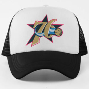NEW Philadelphia 76ers 1997 Alt Star Foam Trucker Mesh Snapback Hat 2TONE BLACK